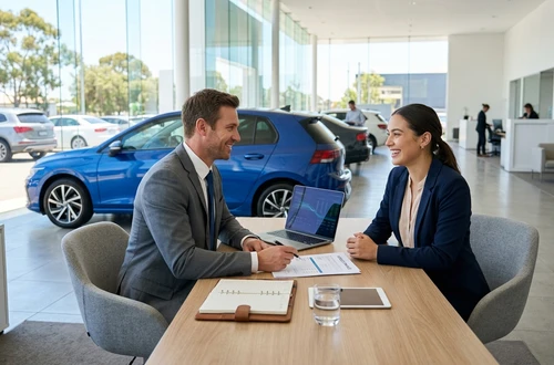 Customer getting answers about their car loan